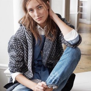 MADEWELL / herringbone wrap hoodie sweater winter coat size XS/S